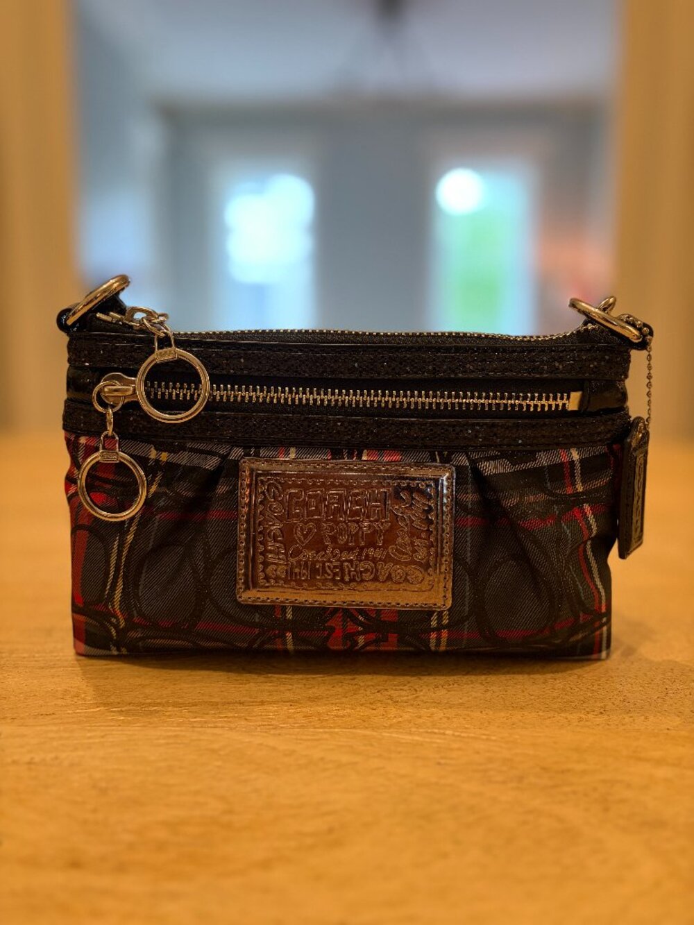 Coach Poppy Tartan Plaid Demi Clutch